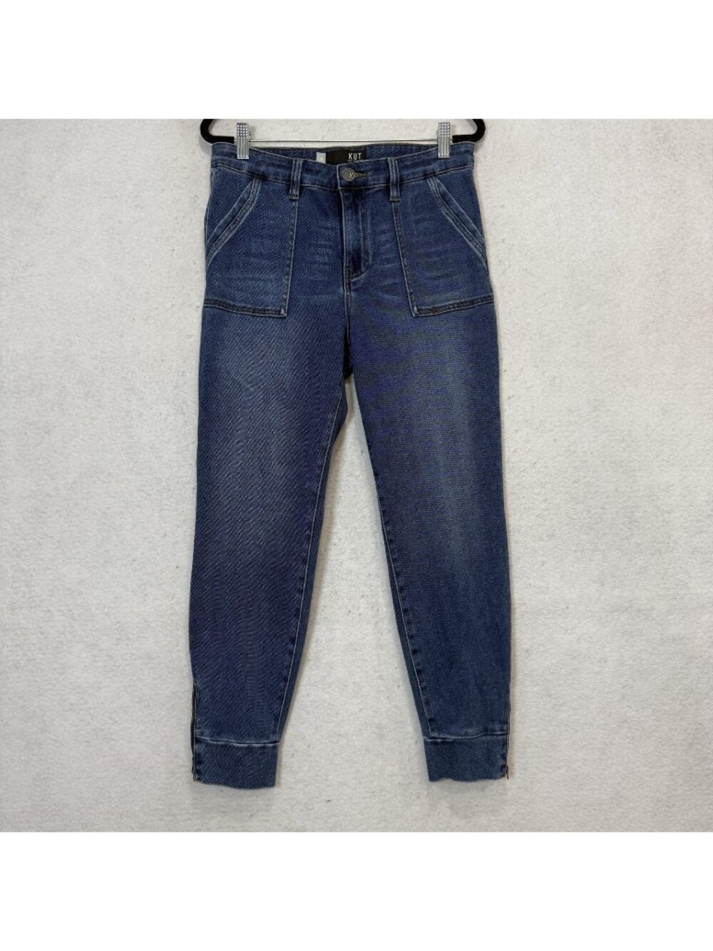 KUT From The Kloth Jeans Womens 8 Blue Chris High Rise Jogger Ankle Zip Denim